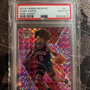 2019-20 Panini Mosaic Pink Camo Prizm Coby White #211 RC PSA 10